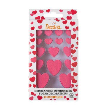 16 Corações Cor-de-Rosa em Açúcar
